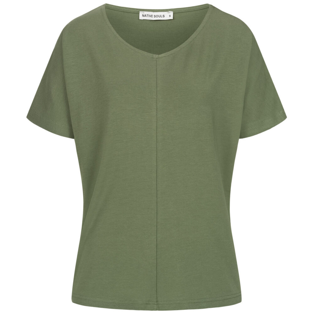 9014 - V-Neck Shirt Medhu - leaf green